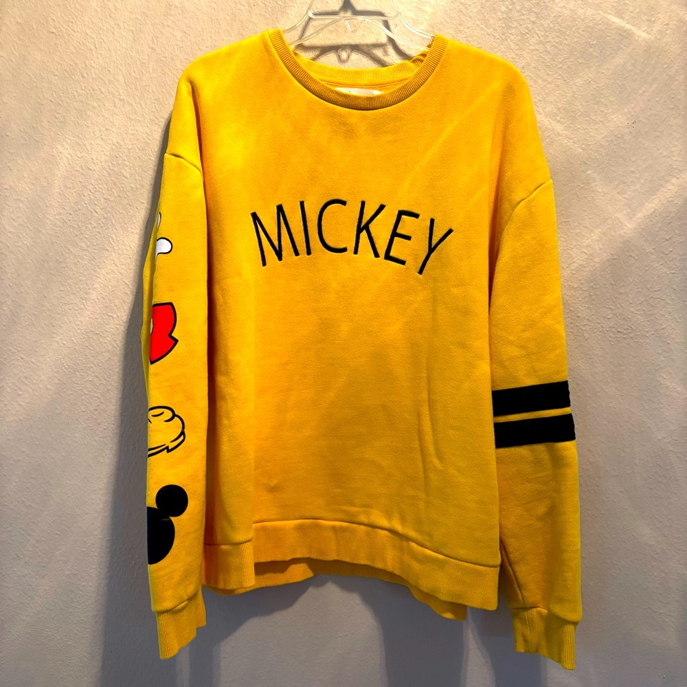 Disney Mickey Mouse Plus Size Cropped Sweatshirt with Icons 2XL Yellow